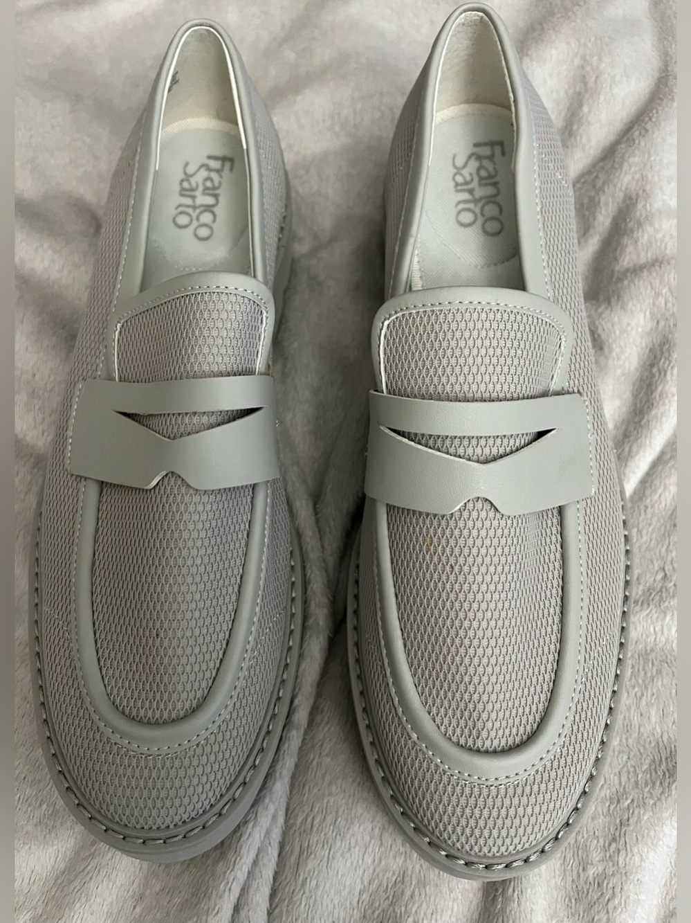 NIB Franco Sarto Light Gray Mesh Loafers